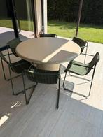 Ronde tuintafel in cement beige 140cm met 6 stoelen, Tuin en Terras, Tuinsets en Loungesets, Ophalen, Zo goed als nieuw, Aluminium