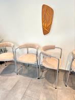 4 vintage ronde buisframe stoelen, Ophalen, Gebruikt, Stof