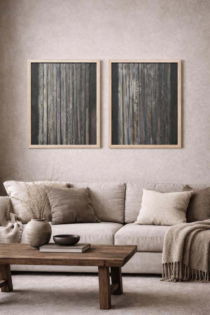 Manu Vandereycken - Stroken I & Stroken II, Antiek en Kunst, Kunst | Schilderijen | Abstract, Ophalen of Verzenden