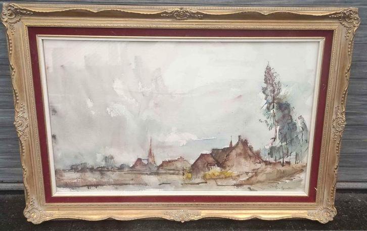 Aquarelle signe José van gucht, Antiek en Kunst, Kunst | Schilderijen | Klassiek, Ophalen of Verzenden