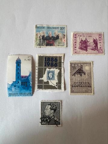 Lot 6 postzegels België oude koningen, kerken, Europa beschikbaar voor biedingen