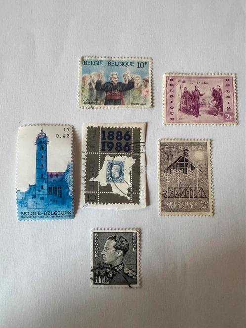 Lot 6 postzegels België oude koningen, kerken, Europa, Postzegels en Munten, Postzegels | Europa | België, Gestempeld, Ophalen of Verzenden