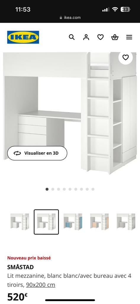 IKEA lit en hauteur, bureau, penderie, 4 tiroirs, Enfants & Bébés, Chambre d'enfant | Lits superposés & Lits mezzanines, Comme neuf