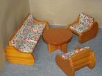 Salon in hout, met stof bekleed, Ophalen of Verzenden, Gebruikt