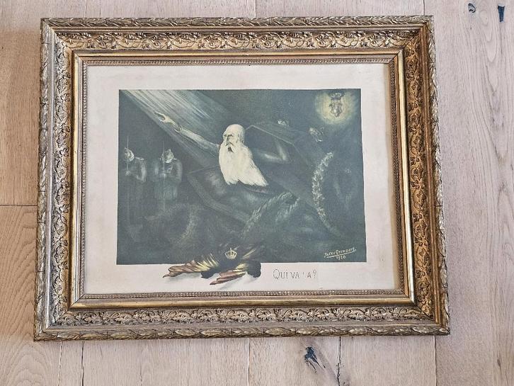 Chromolitho Jules Gernaert 1926 "Qui va là?", Antiek en Kunst, Kunst | Litho's en Zeefdrukken, Ophalen