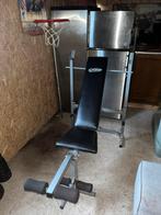 Benchpress en gewichten(80Kg), Sport en Fitness, Ophalen, Krachtstation, Aluminium, Zo goed als nieuw