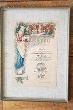 antiek menu ingekaderd van 1902, Hobby & Loisirs créatifs, Broderie & Machines à broder, Utilisé, Enlèvement ou Envoi