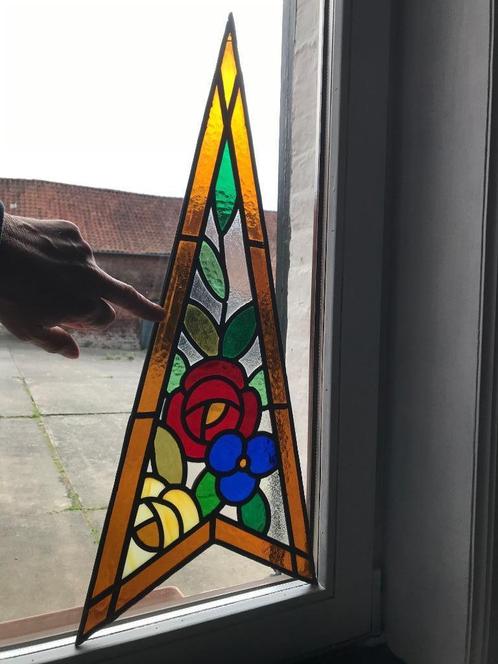 3 prachtige antieke glas-in-loodramen, origineel van vorm!, Antiek en Kunst, Antiek | Glaswerk en Kristal, Ophalen