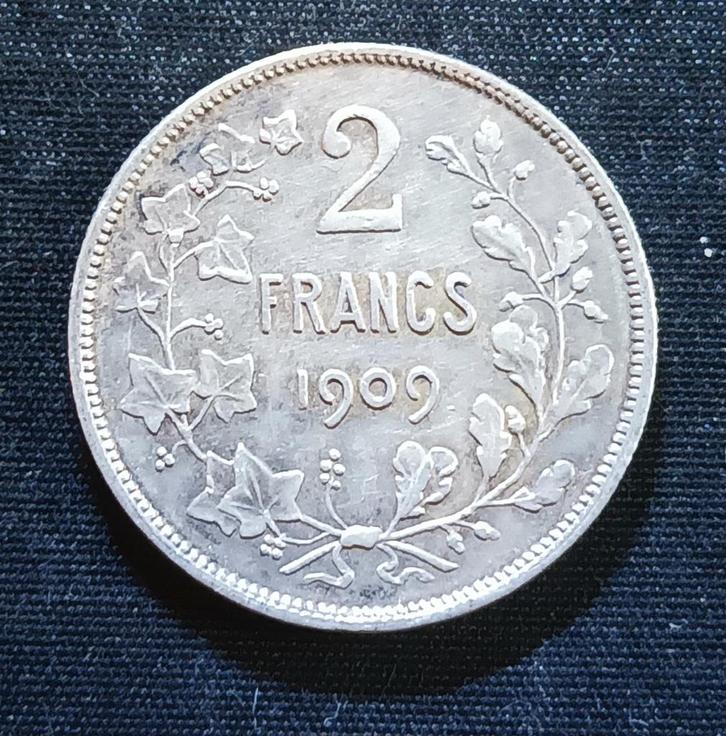 2 frank FR 1909 - Leopold II, Postzegels en Munten, Munten | België, Losse munt, Zilver, Zilver, Verzenden
