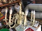 2 antieke koperen lusters  creme wit gespoten, Antiek en Kunst, Ophalen