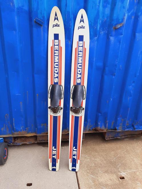 Set vintage waterski's van Bermudas Jet Pilz😎, Watersport en Boten, Waterski's, Gebruikt, Waterski's, 160 cm of meer, Ophalen of Verzenden