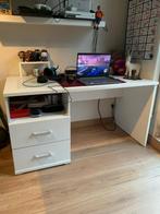Witte bureau met twee lades, Zo goed als nieuw, Ophalen, Bureau