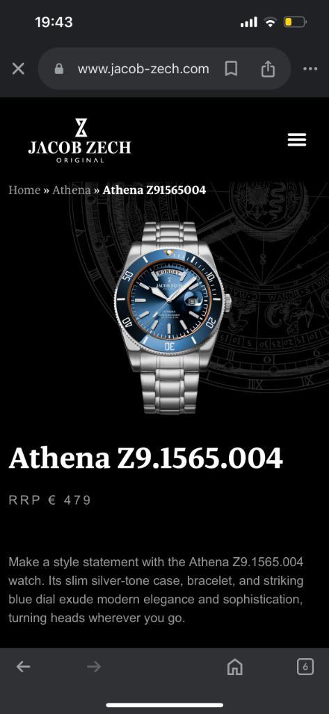 Jacob Zech horloge, Handtassen en Accessoires, Horloges | Heren, Nieuw, Polshorloge, Overige merken, Ophalen of Verzenden