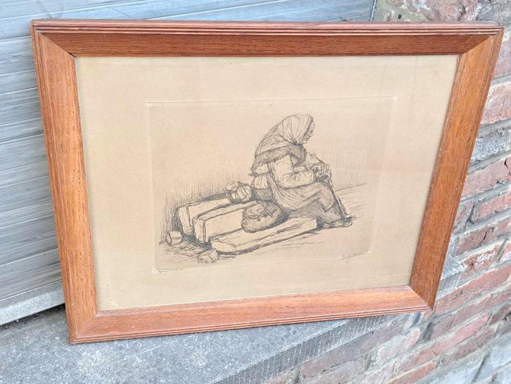 Gravure epreuve d artiste femme signe Victor dieu, Antiquités & Art, Art | Eaux-fortes & Gravures, Enlèvement ou Envoi