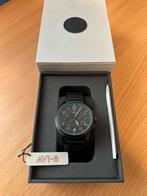AVI-8 horloge Slate Black, Handtassen en Accessoires, Horloges | Heren, Leer, Staal, Polshorloge, Nieuw