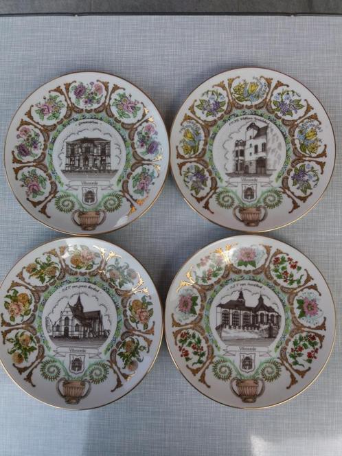 Vilvoorde : 4 porseleinen borden met afbeeldingen, Antiek en Kunst, Curiosa en Brocante, Ophalen of Verzenden