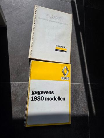2x Renault gegevens 1980 1981 ringfolder brochure caralogus beschikbaar voor biedingen