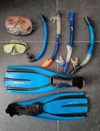 Set duikbril / zwemvliezen / snorkel, Watersport en Boten, Snorkelen, Ophalen of Verzenden, Zo goed als nieuw, Snorkel