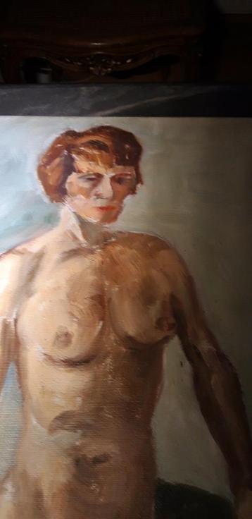 Naakte dame uit 1960,schilderij op doek, getekend , Godderis
