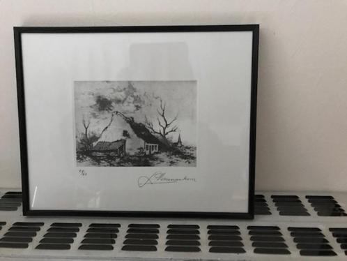 ingekaderde ets L Vissenaekens, Antiek en Kunst, Kunst | Etsen en Gravures, Ophalen of Verzenden