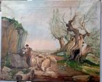 Vintage pastorale olieverfschilderij (restauratie project), Antiek en Kunst, Ophalen of Verzenden