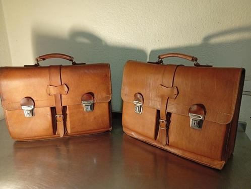 Vintage aktetas van volledig leer, 3-vaks, Handtassen en Accessoires, Tassen | Schooltassen, Rugtas, Leer, Ophalen