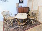 Ensemble salon vintage en rotin fauteuils et table, Comme neuf, Vintage, Enlèvement, 50 à 75 cm