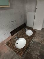 Dubbele lavabo met werkblad - Baltic brown graniet, Huis en Inrichting, Ophalen, Zo goed als nieuw