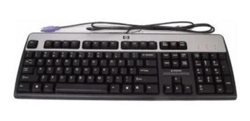 HP KB-0316 - Black + Silver PS/2 Wired Keyboard for Desktops, Azerty, Enlèvement, Filaire, HP