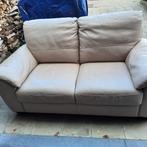 Leren zetel (beige), tweezit, Huis en Inrichting, Ophalen, Gebruikt, 150 tot 200 cm, Tweepersoons