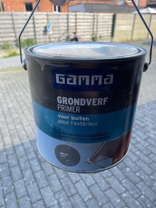 Gamma Grondverf Buiten Grijs 2.5L, Doe-het-zelf en Bouw, Verf, Beits en Lak, Zo goed als nieuw, Verf, Minder dan 5 liter, Grijs
