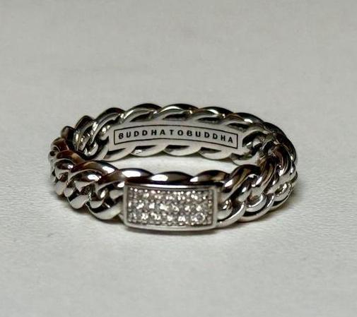 Buddha to Buddha ring 14 karaat witgoud met diamant! NIEUW!, Bijoux, Sacs & Beauté, Bagues, Neuf, Femme, 17 à 18, Avec pierre précieuse