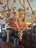 Kroonluster bladgoud, Huis en Inrichting, Lampen | Kroonluchters, Ophalen, Zo goed als nieuw