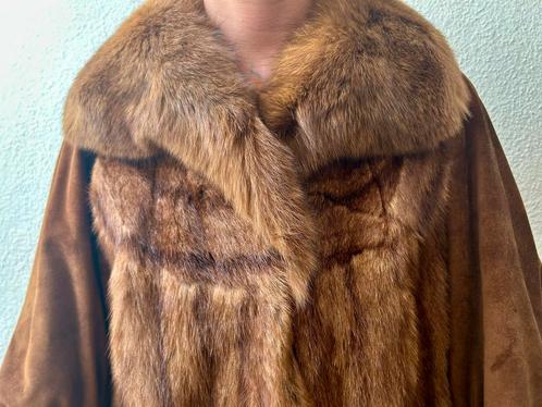 Manteau vintage en véritable fourrure, Kleding | Dames, Jasjes, Kostuums en Pakken, Gedragen, Jasje, Maat 42/44 (L), Bruin, Ophalen of Verzenden