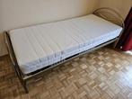 Matelas 1 pers + sommier à lattes comme neufs + lit metal (l, Huis en Inrichting, Slaapkamer | Bedden, Ophalen, 90 cm, Eenpersoons