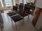 8 Italiaanse stoelen, chroom, suèdebruin, 1970, 70's, Ophalen, Gebruikt, Bruin