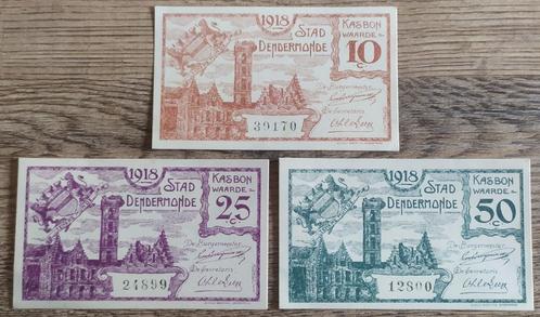 Dendermonde: complete set noodgeld 1918, Postzegels en Munten, Bankbiljetten | België, Setje, Ophalen of Verzenden