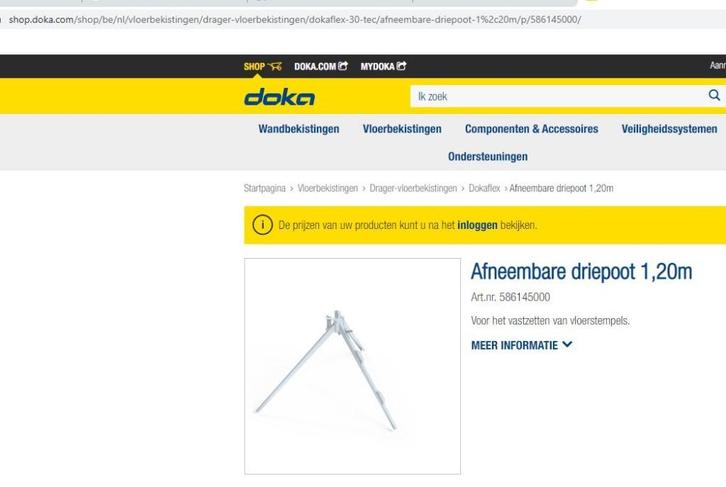 Degelijke DOKA driepikkel te huur (40 stuks), Doe-het-zelf en Bouw, Gereedschap | Handgereedschap, Gebruikt, Ophalen