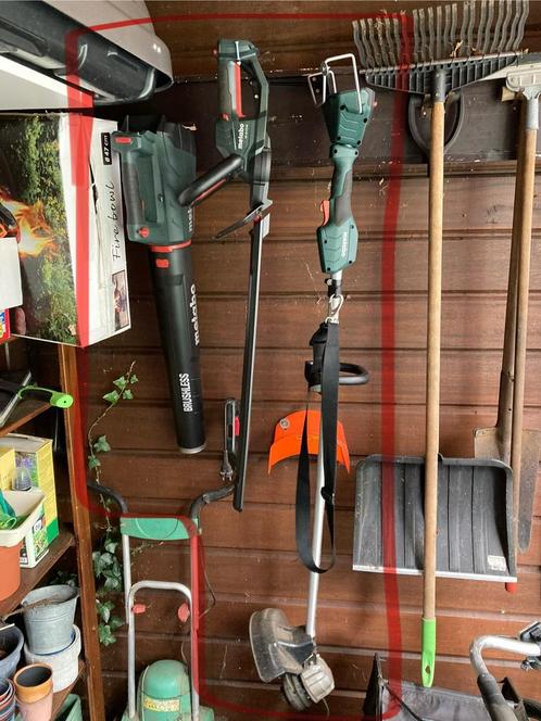 Metabo 18V tuinset; bosmaaier, heggenschaar en bladblazer, Jardin & Terrasse, Outils à main, Comme neuf, Enlèvement ou Envoi