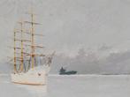 R.M. Dujardin - mooie marine - olie op paneel - Antwerpen, Antiek en Kunst, Kunst | Schilderijen | Klassiek, Ophalen of Verzenden