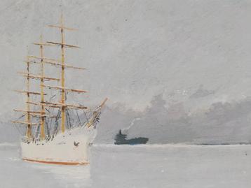R.M. Dujardin - belle marine - huile sur panneau - Anvers, Enlèvement ou Envoi