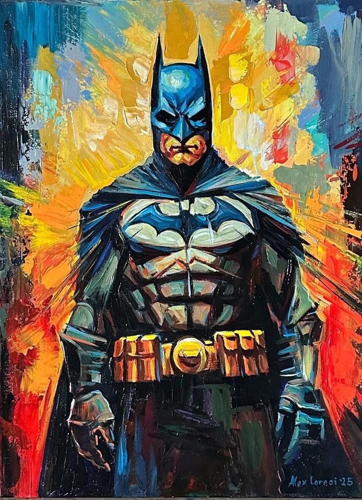 Alex L- Batman- Handgeschilderd (100%)- Origineel, Antiek en Kunst, Kunst | Schilderijen | Modern, Ophalen of Verzenden