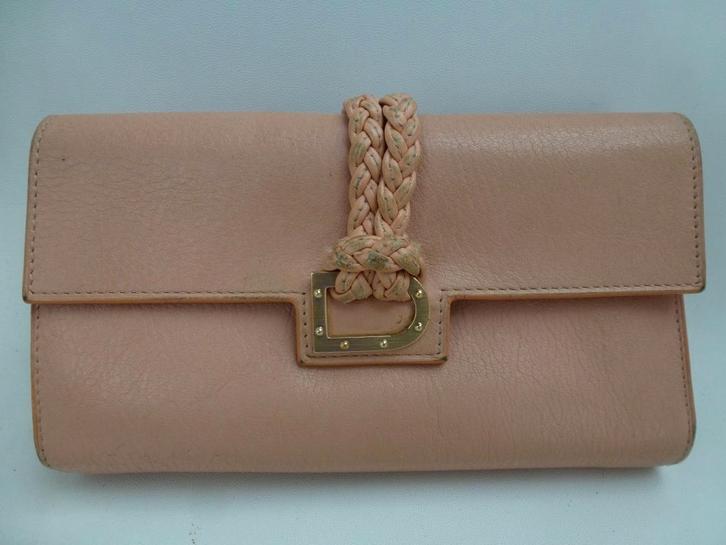 Delvaux Eugene portefeuille long lady calf poudré, Handtassen en Accessoires, Portemonnees, Gebruikt, Overige merken, Roze, Leder