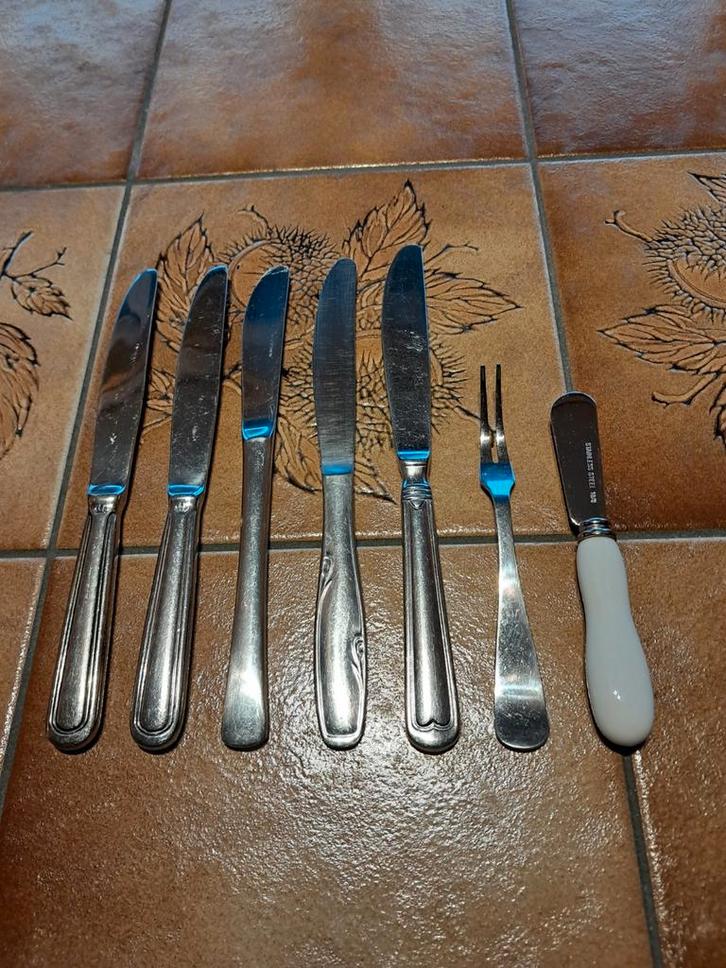 Set van 8 stalen bestek, Huis en Inrichting, Keuken | Bestek, Gebruikt, Los bestek, Inox of Chroom, Ophalen of Verzenden
