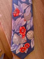 Cravate 100% soie, marque Léonard, motif fleurs, Ophalen, Léonard, Blauw, Zo goed als nieuw