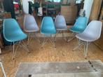 lot de 6 chaises « Vitra Eames plastic chair », Ophalen, Gebruikt, Blauw, Design