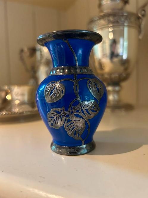 Art Deco miniatuur vaas Manfred Veyhl Silberporzellan 1950, Antiquités & Art, Antiquités | Vases, Enlèvement ou Envoi
