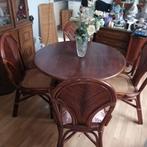 Table ronde et 4 chaises, Maison & Meubles, Utilisé, Rottin bambou, 4 à 6 chaises