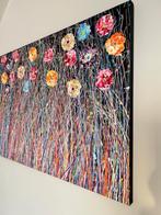 Schilderij bloemenveld - bloemenschilderij, Antiek en Kunst, Ophalen