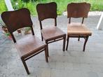 3 retro vintage brocante stoelen hout, Bois, Enlèvement, Utilisé, Trois